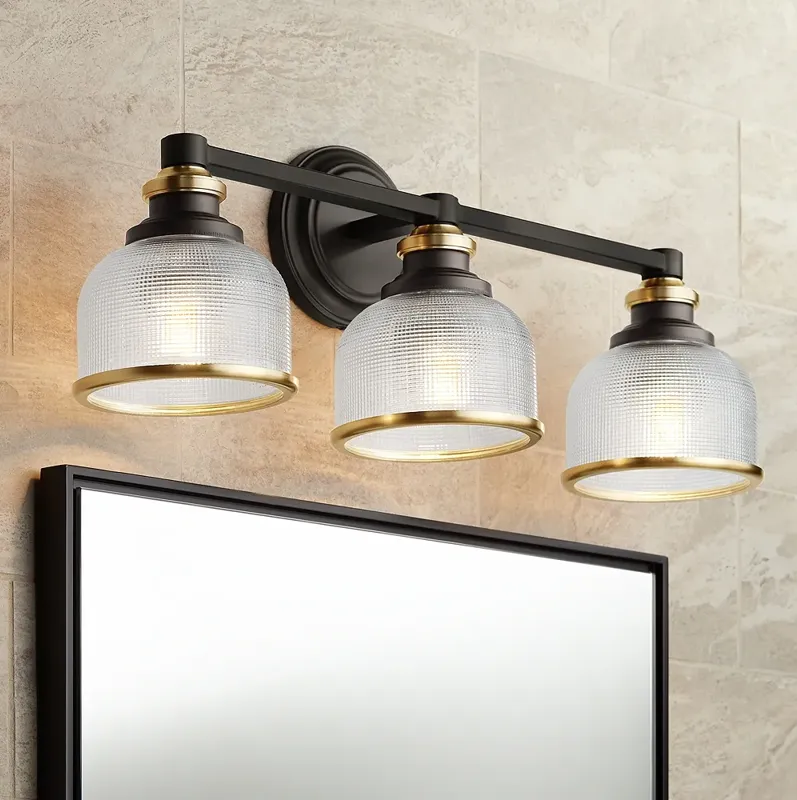 Possini Euro Poway 24"W Bronze and Glass 3-Light Bath Light