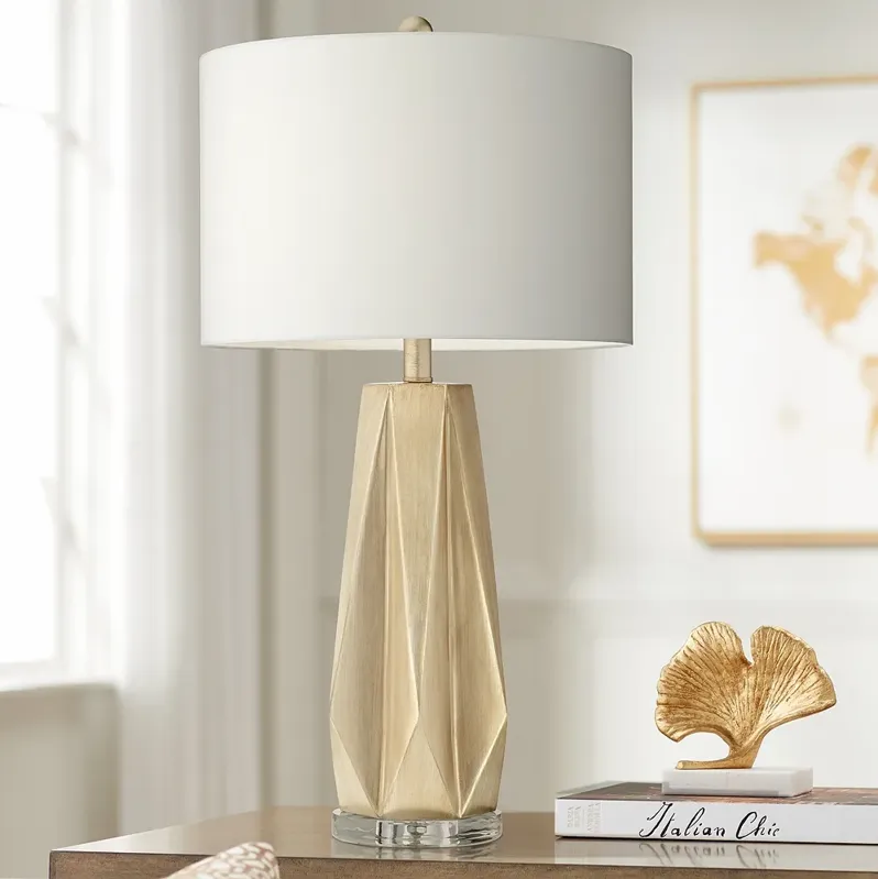 Possini Euro Bravo 28" Modern Champagne Gold Geometric Table Lamp