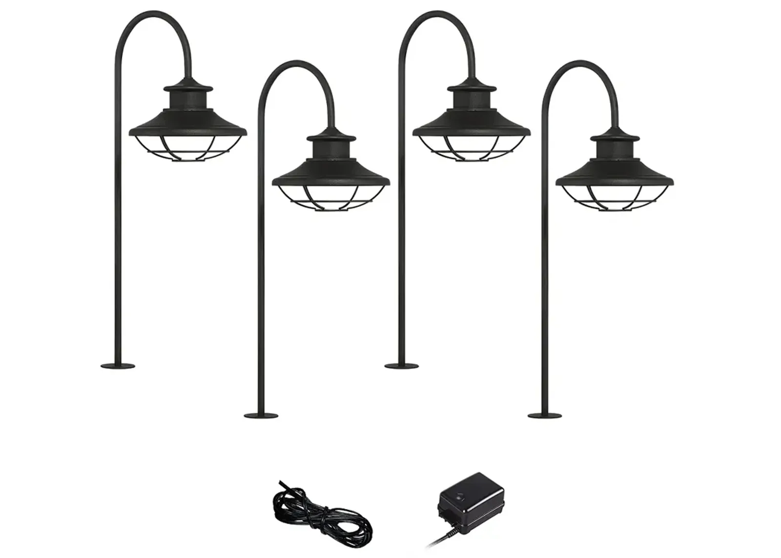 Braden Textured Black 6-Piece LED Landscape Path Light Set