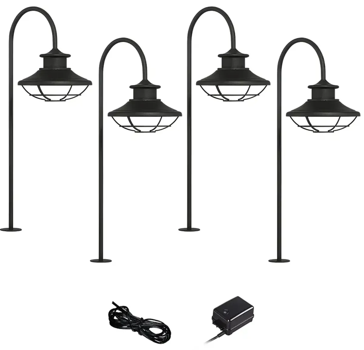 Braden Textured Black 6-Piece LED Landscape Path Light Set