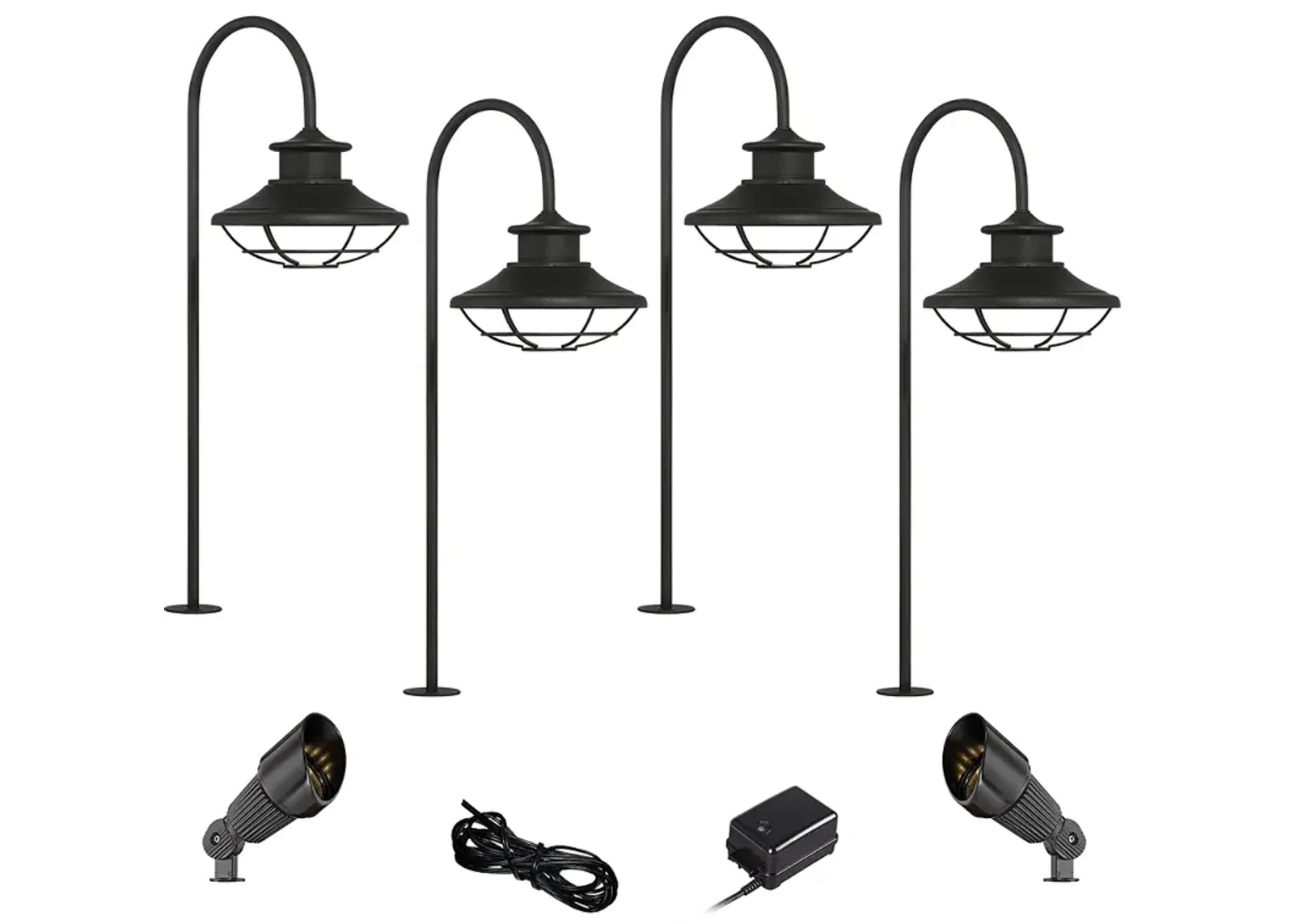 Braden Textured Black 8-Piece LED Path and Spot Light Set