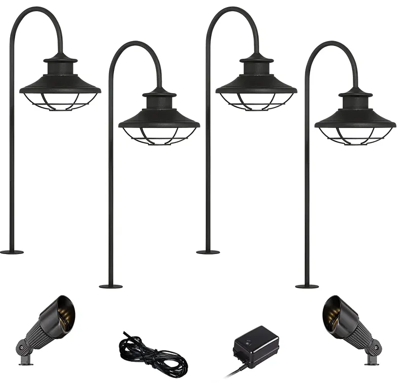 Braden Textured Black 8-Piece LED Path and Spot Light Set