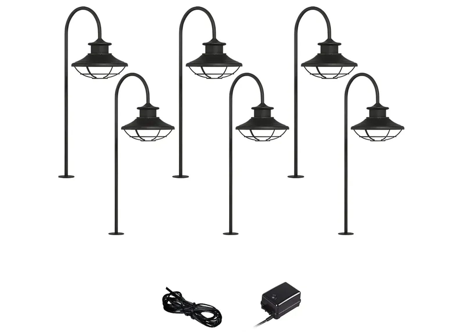 Braden Textured Black 8-Piece LED Landscape Path Light Set