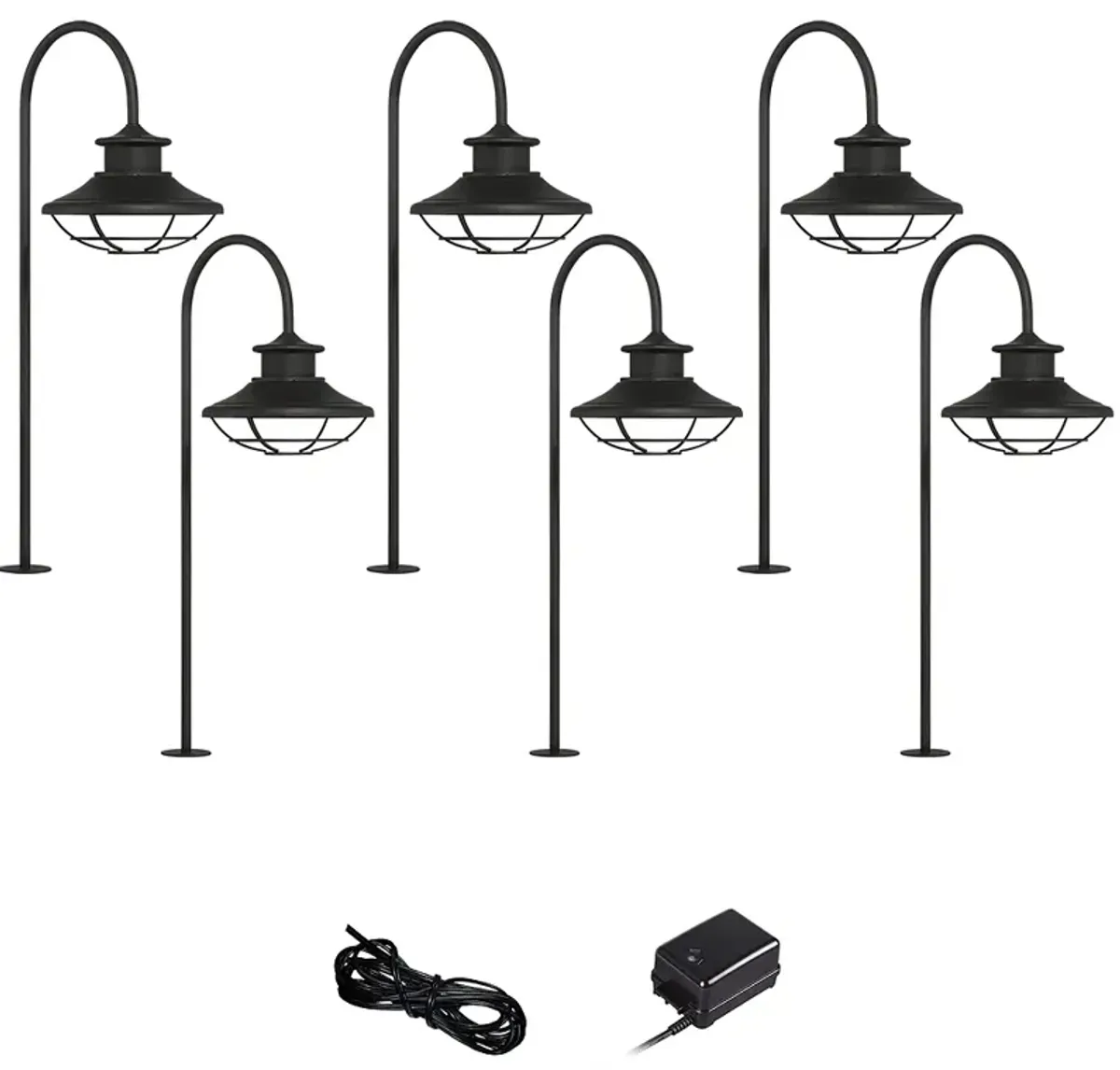 Braden Textured Black 8-Piece LED Landscape Path Light Set