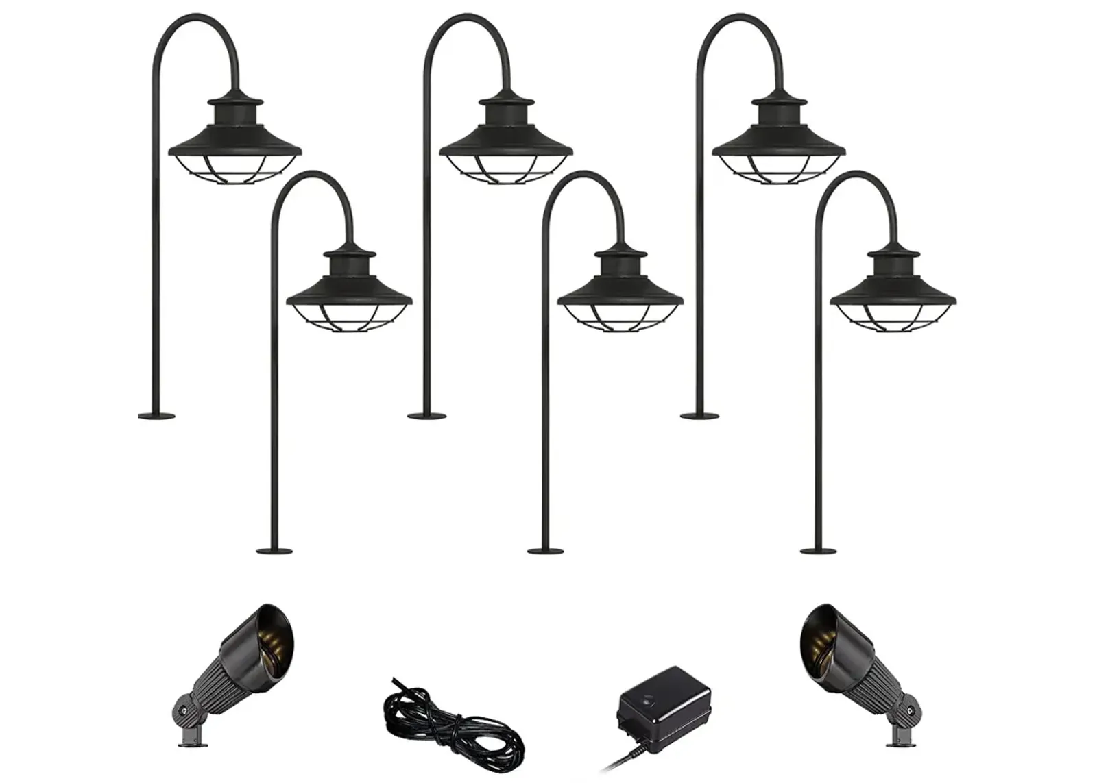 Braden Textured Black 10-Piece LED Path and Spot Light Set