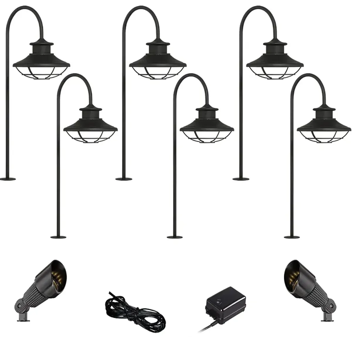 Braden Textured Black 10-Piece LED Path and Spot Light Set