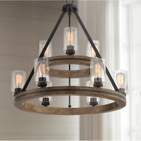 Gorham 32" Wide Wagon Wheel 2-Tier 9-Light Chandelier