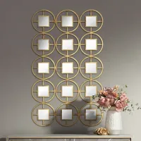 Verna 40 1/2"H Glossy Gold Circle Metal Mirrored Wall Art