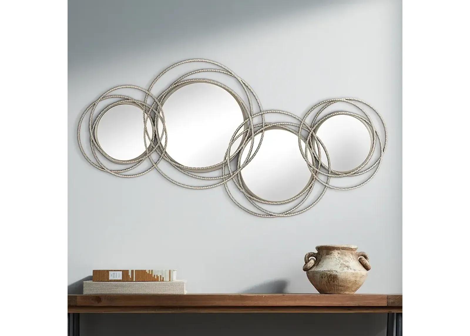 Waverly 40 1/4"W Pewter Wire Metal Mirror Wall Art