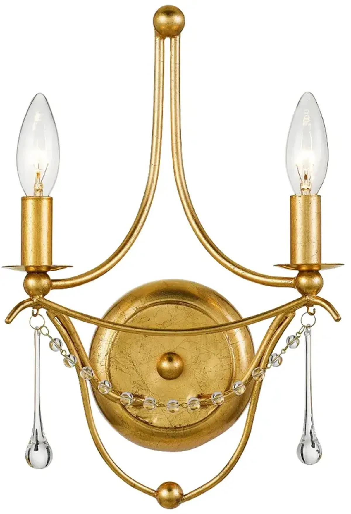 Crystorama Metro 14 1/2"H Antique Gold 2-Light Wall Sconce