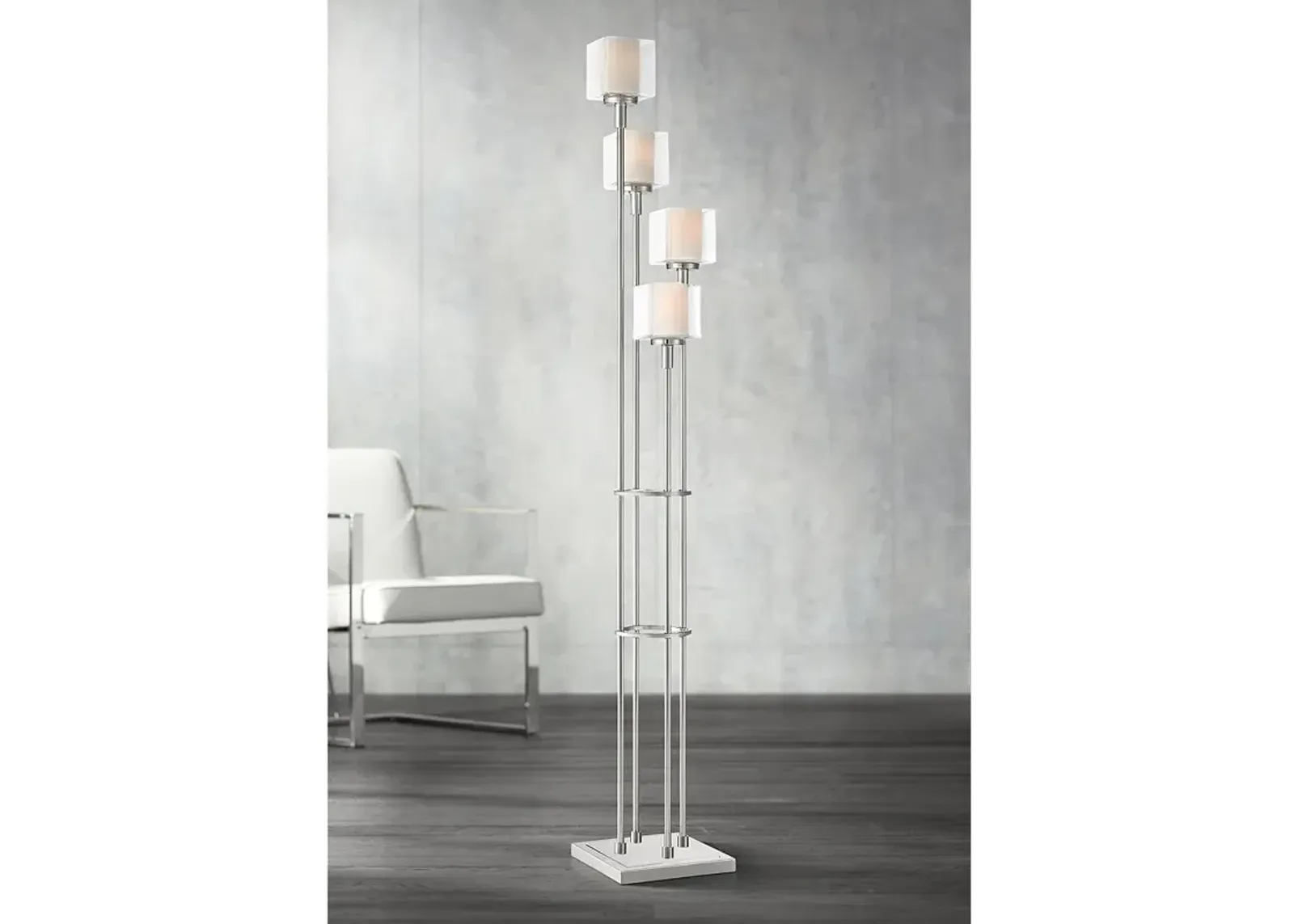 Possini Euro Athena 72" Brushed Nickel 4-Light Tree Floor Lamp