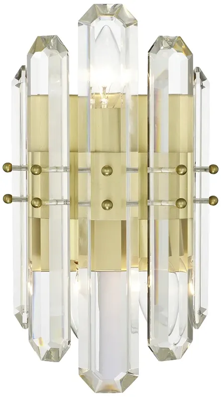 Crystorama Bolton 13 1/2"H Aged Brass Crystal Wall Sconce