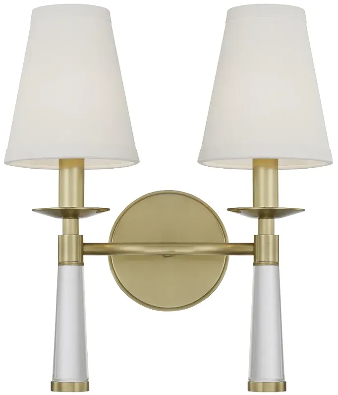 Crystorama Baxter 15" High Aged Brass 2-Light Wall Sconce