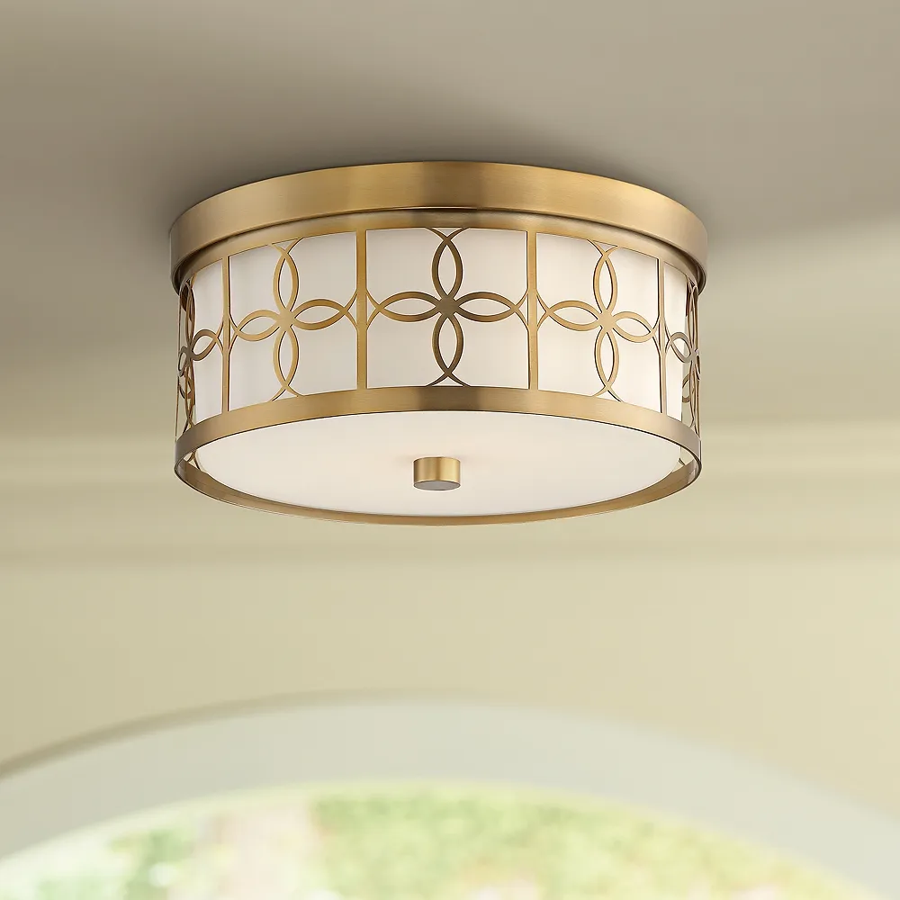 Anniversary 13 1/2" Wide Vibrant Gold Drum Ceiling Light