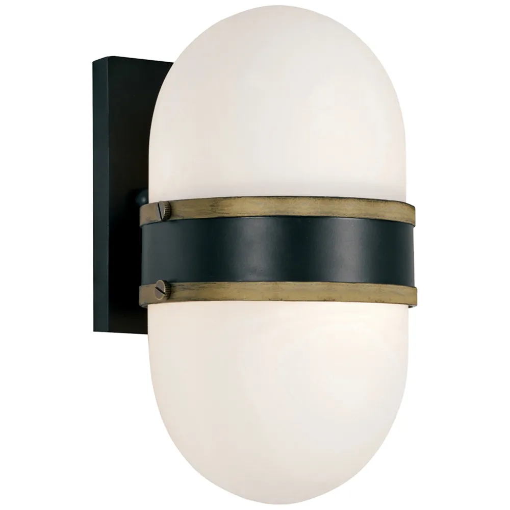 Capsule 10" High Matte Black and Gold Outdoor Wall Light