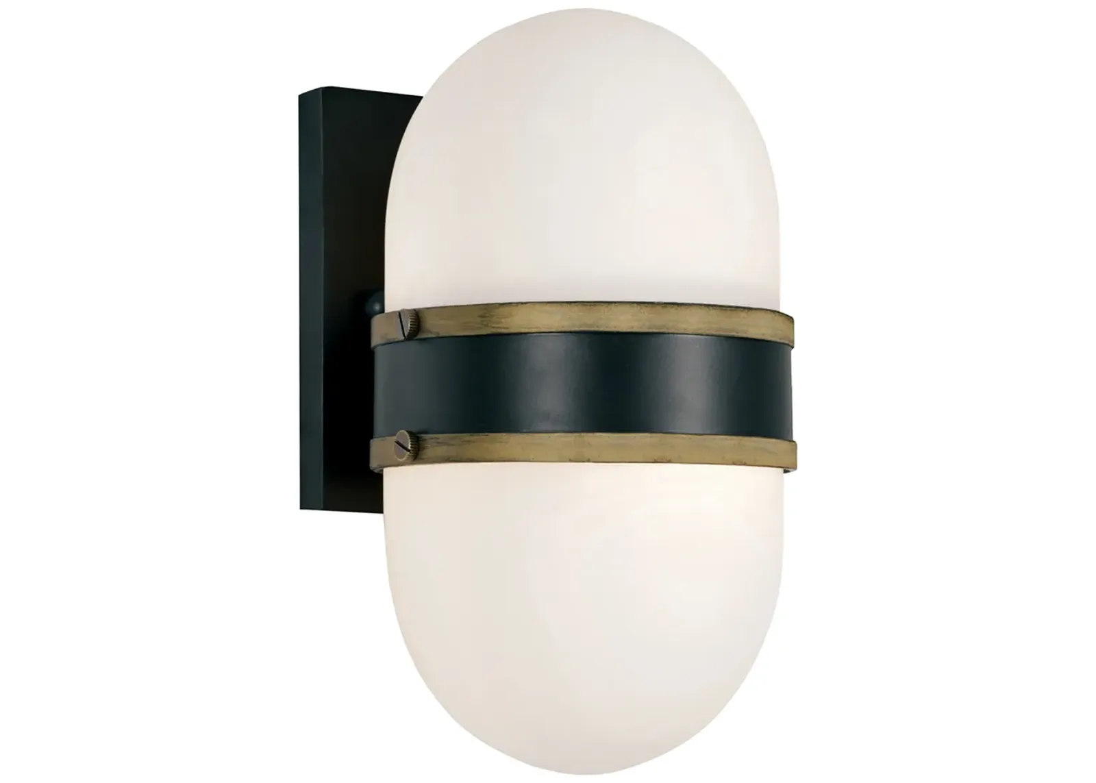 Capsule 10" High Matte Black and Gold Outdoor Wall Light