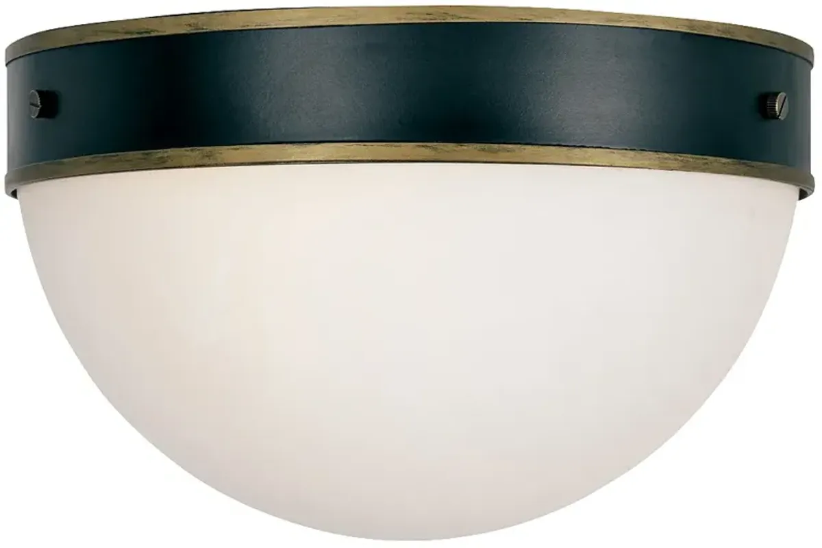 Capsule 12" Wide Matte Black and Gold Outdoor Ceiling Light