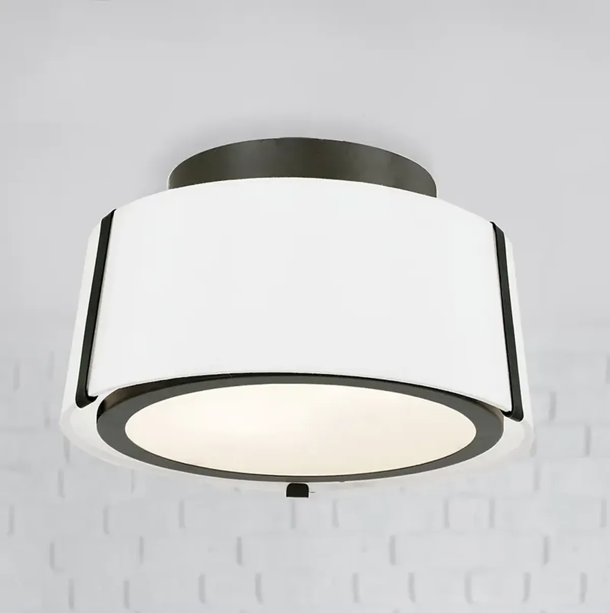 Crystorama Fulton 12" Wide Matte Black Drum Ceiling Light