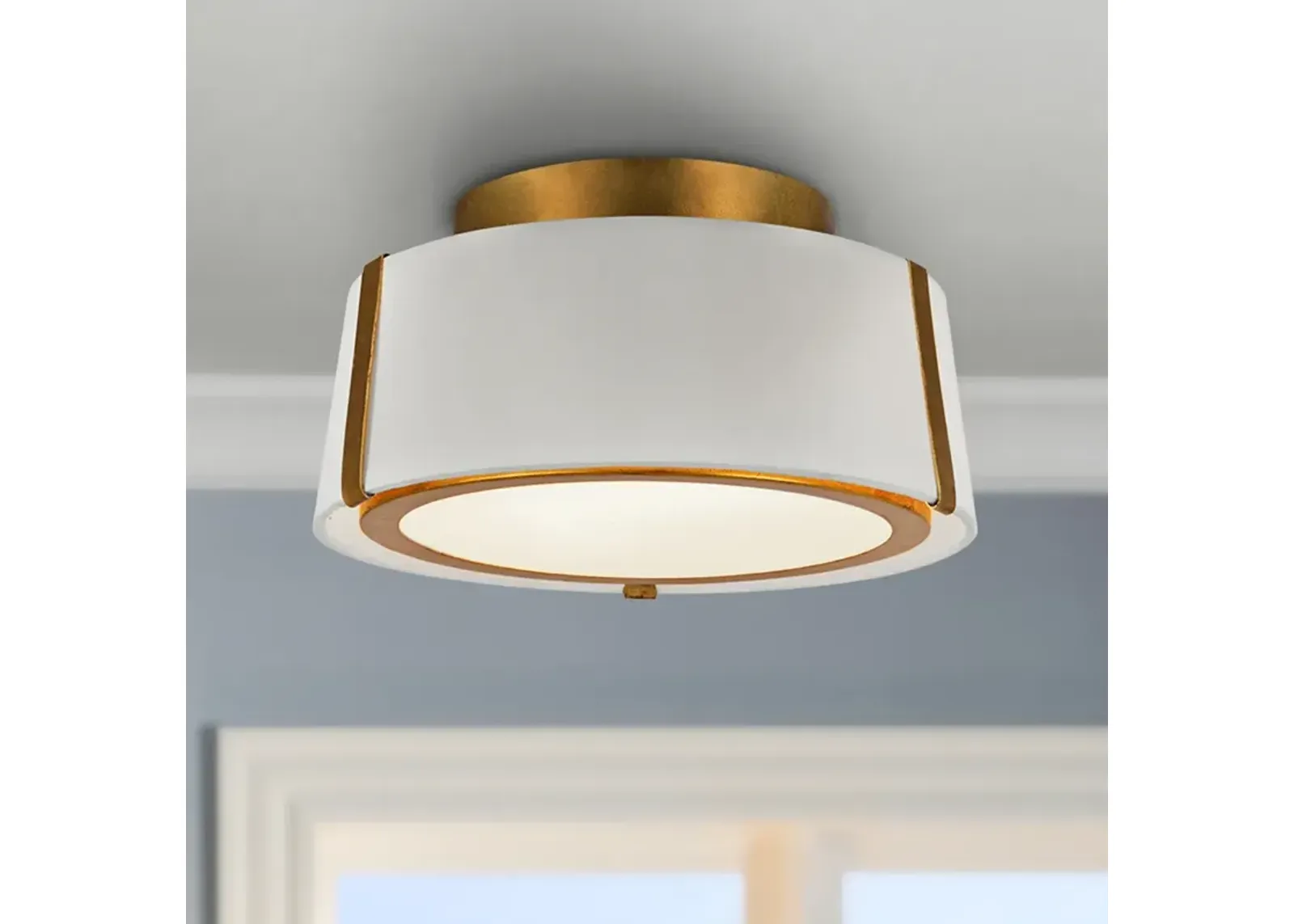 Crystorama Fulton 12" Wide Antique Gold Drum Ceiling Light