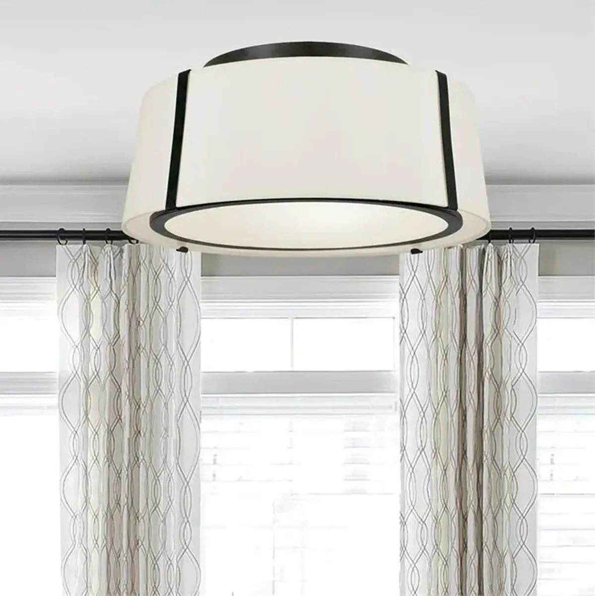 Crystorama Fulton 18" Wide Matte Black Drum Ceiling Light