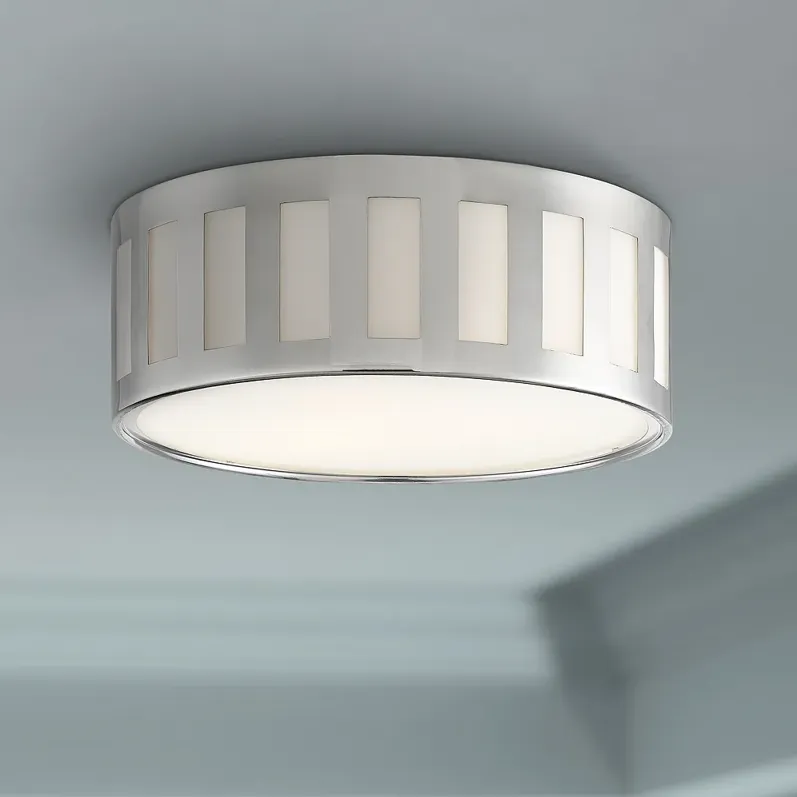 Crystorama Kendal 14"W Polished Nickel Drum Ceiling Light