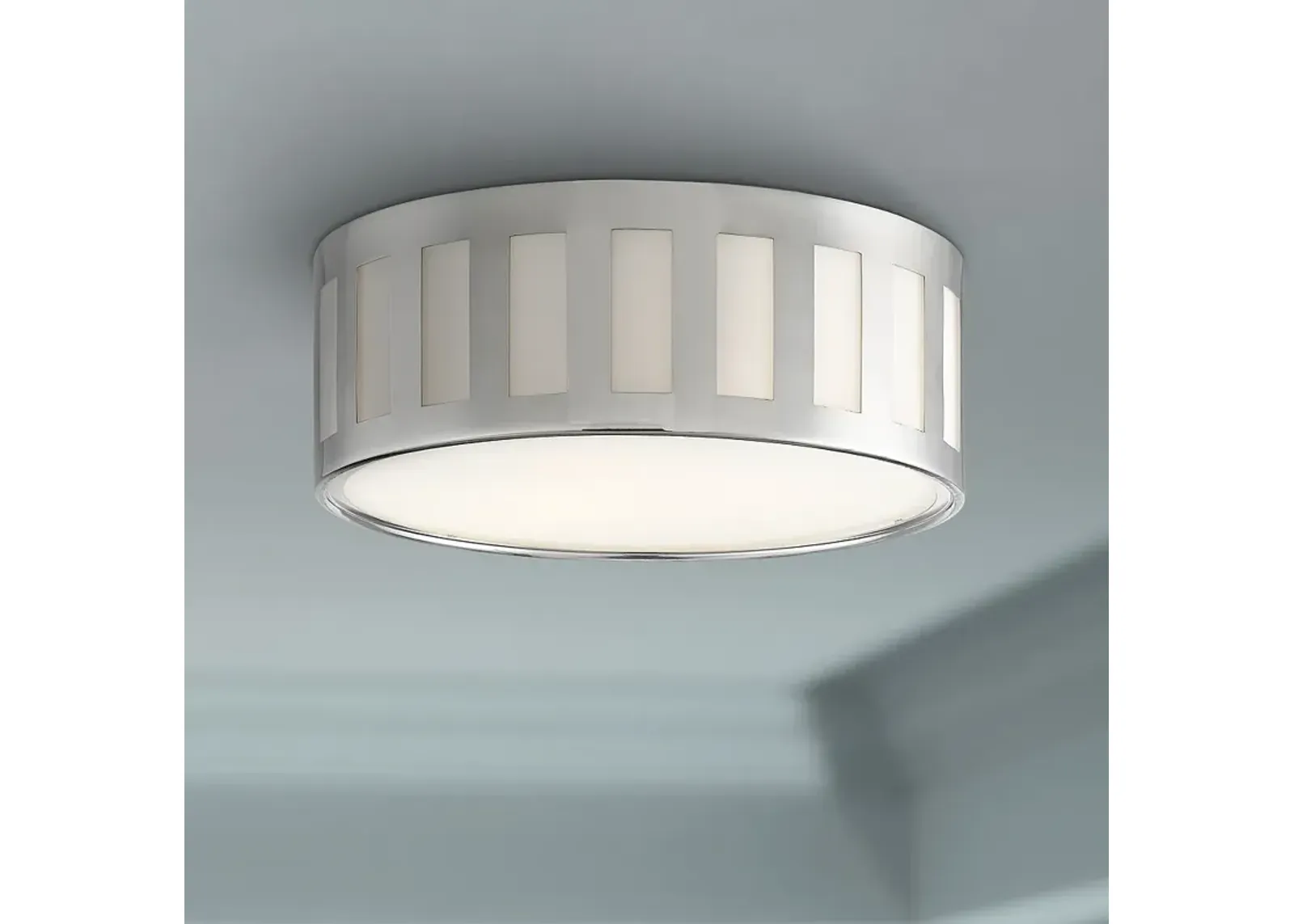 Crystorama Kendal 14"W Polished Nickel Drum Ceiling Light