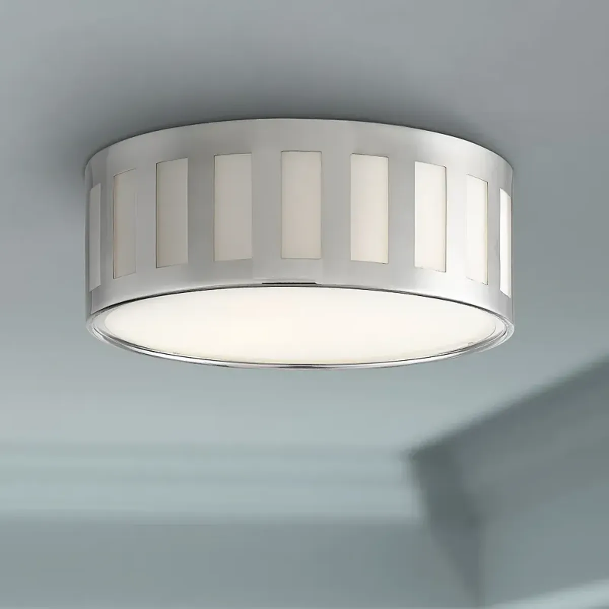 Crystorama Kendal 14"W Polished Nickel Drum Ceiling Light