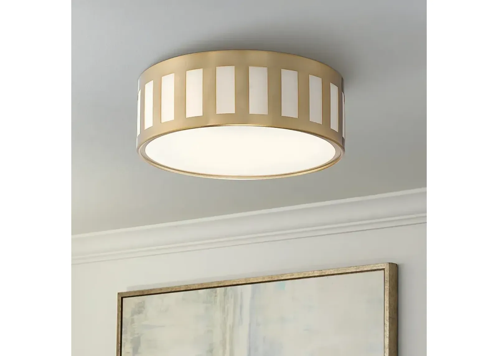 Crystorama Kendal 14" Wide Vibrant Gold Drum Ceiling Light