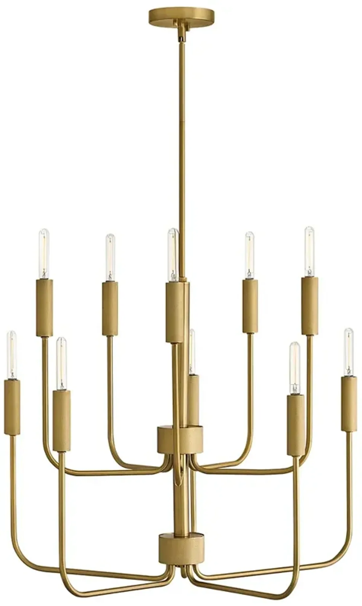 Hinkley Austen 30" Lacquered Brass Tiered Modern Candelabra Chandelier