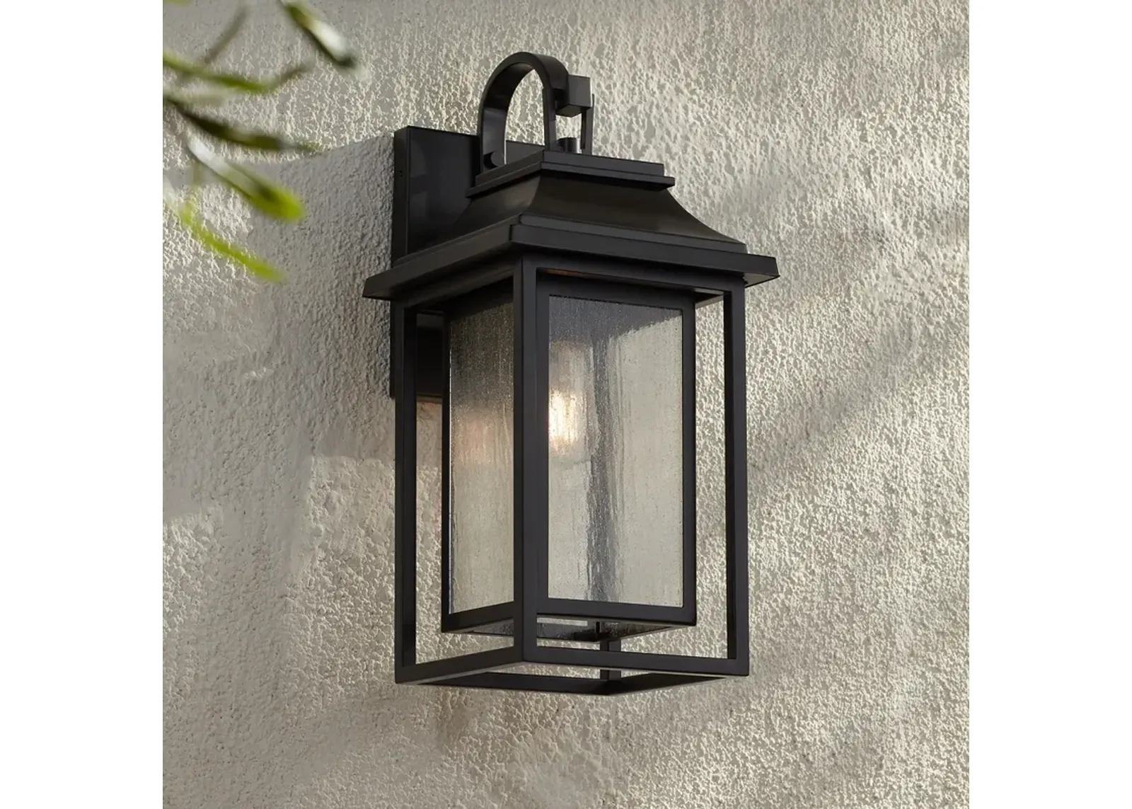 Cecile 21 1/4" High Black Box Lantern Outdoor Wall Light