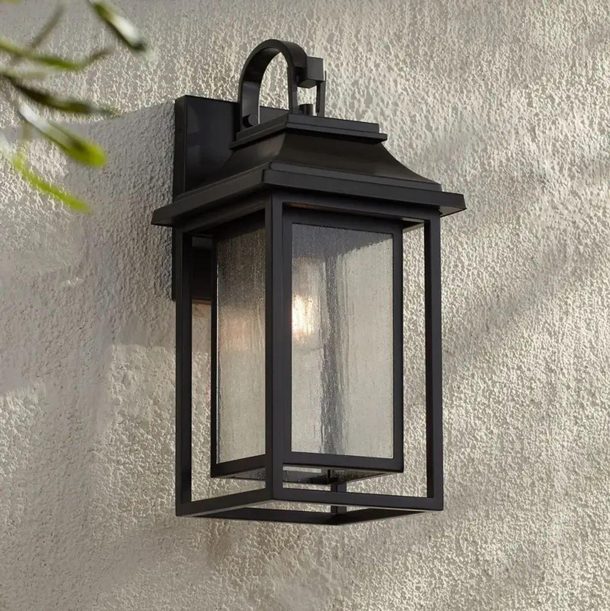 Cecile 21 1/4" High Black Box Lantern Outdoor Wall Light