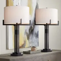 Franklin Iron Works Idira Black Industrial Modern Table Lamps Set of 2