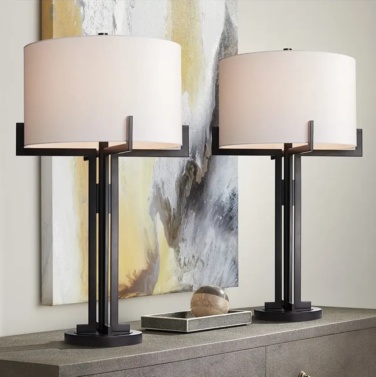 Franklin Iron Madrid 31 1/2" Industrial Modern Table Lamps Set of 2