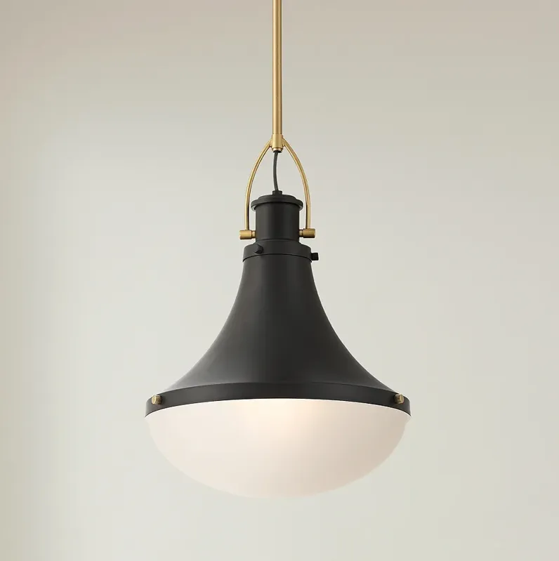Possini Euro Petra 12 1/4"W Matte Black Soft Gold Mini Pendant Light