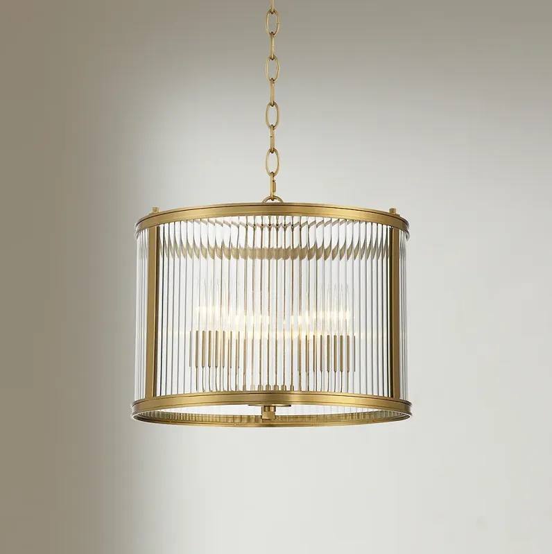 Possini Euro San Rocco 16" Wide Gold and Glass 3-Light Pendant Light