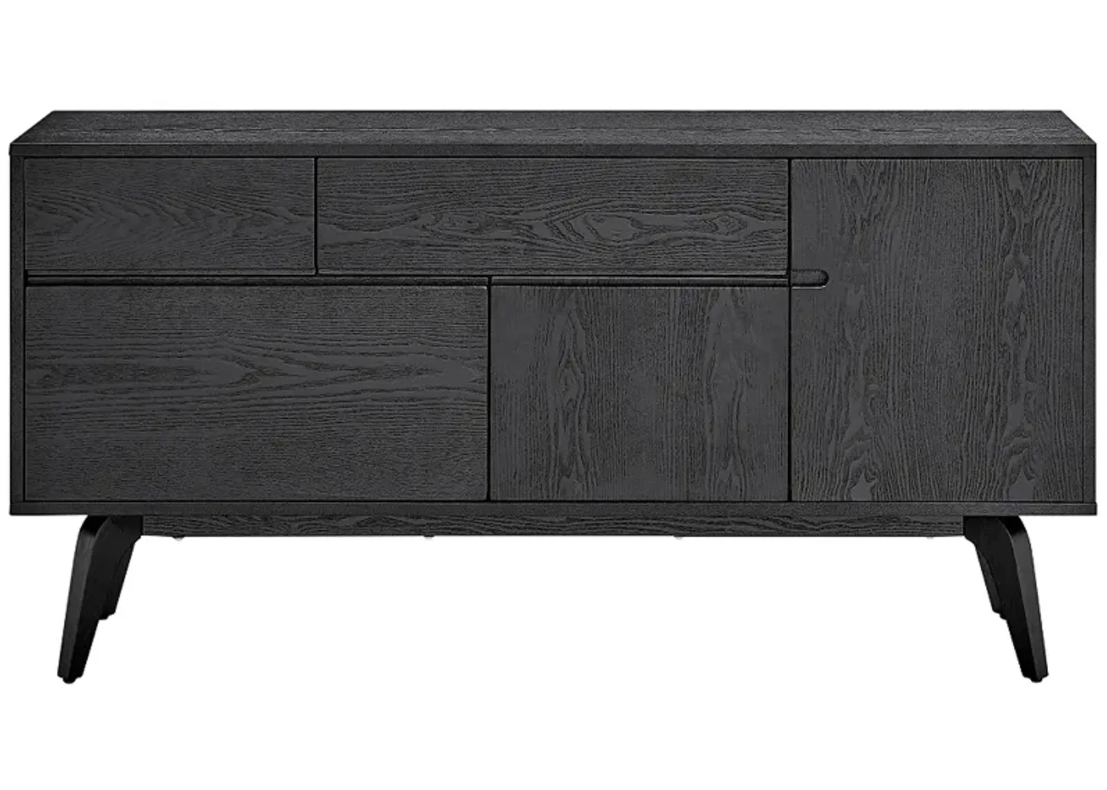 Lawrence 59" Wide Ash Veneer Black 3-Drawer 2-Door Sideboard