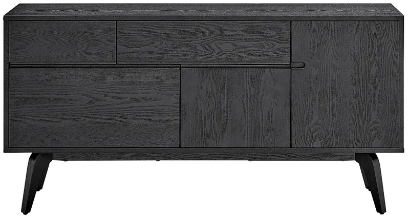 Lawrence 59" Wide Ash Veneer Black 3-Drawer 2-Door Sideboard