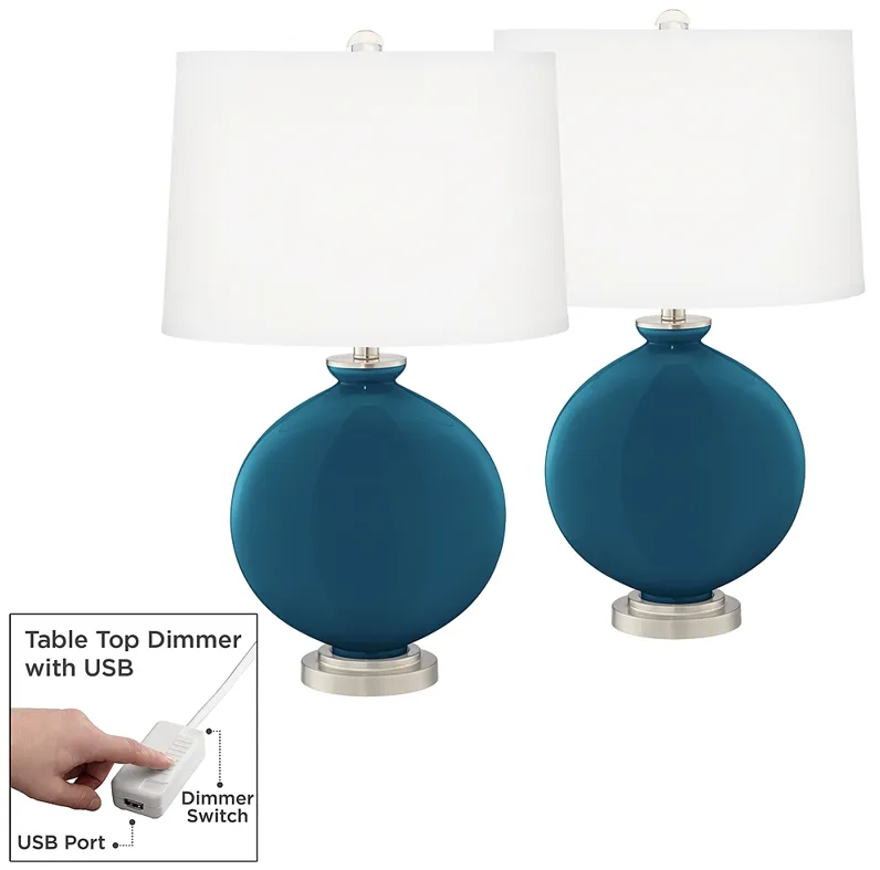 Oceanside Carrie Table Lamp Set of 2 with Dimmers