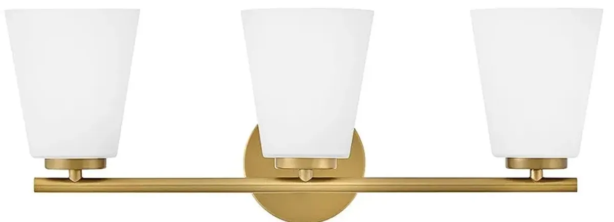 Lark Bri Medium Three Light Vanity Lacquered Brass