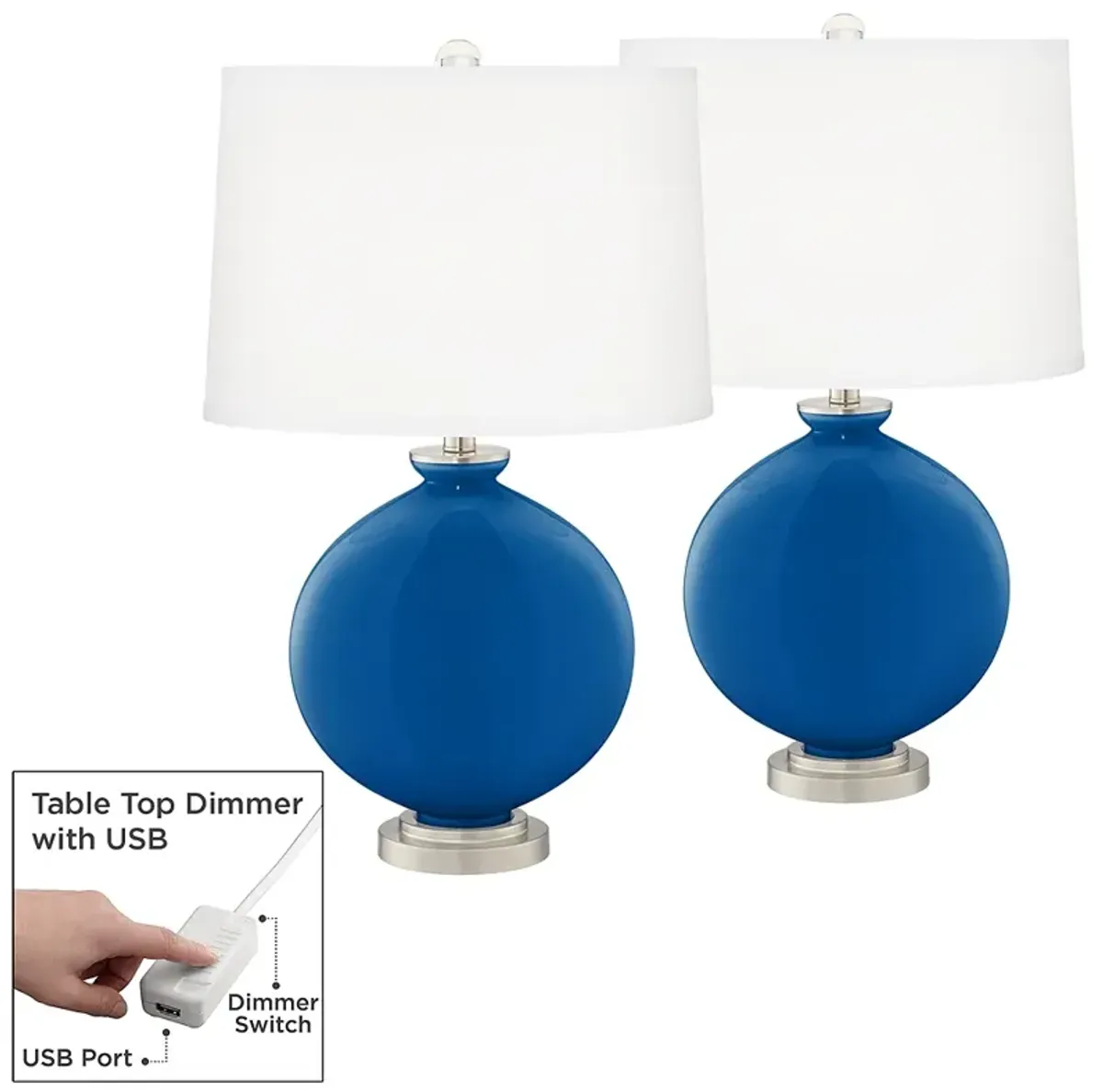 Hyper Blue Carrie Table Lamp Set of 2 with Dimmers