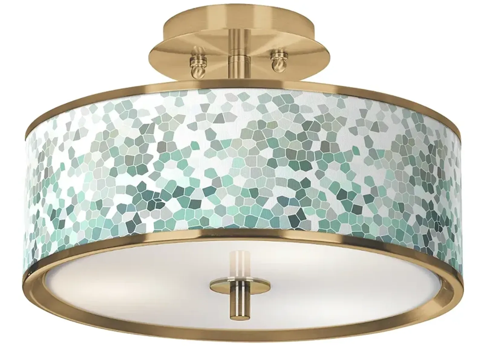 Aqua Mosaic Gold 14" Wide Ceiling Light