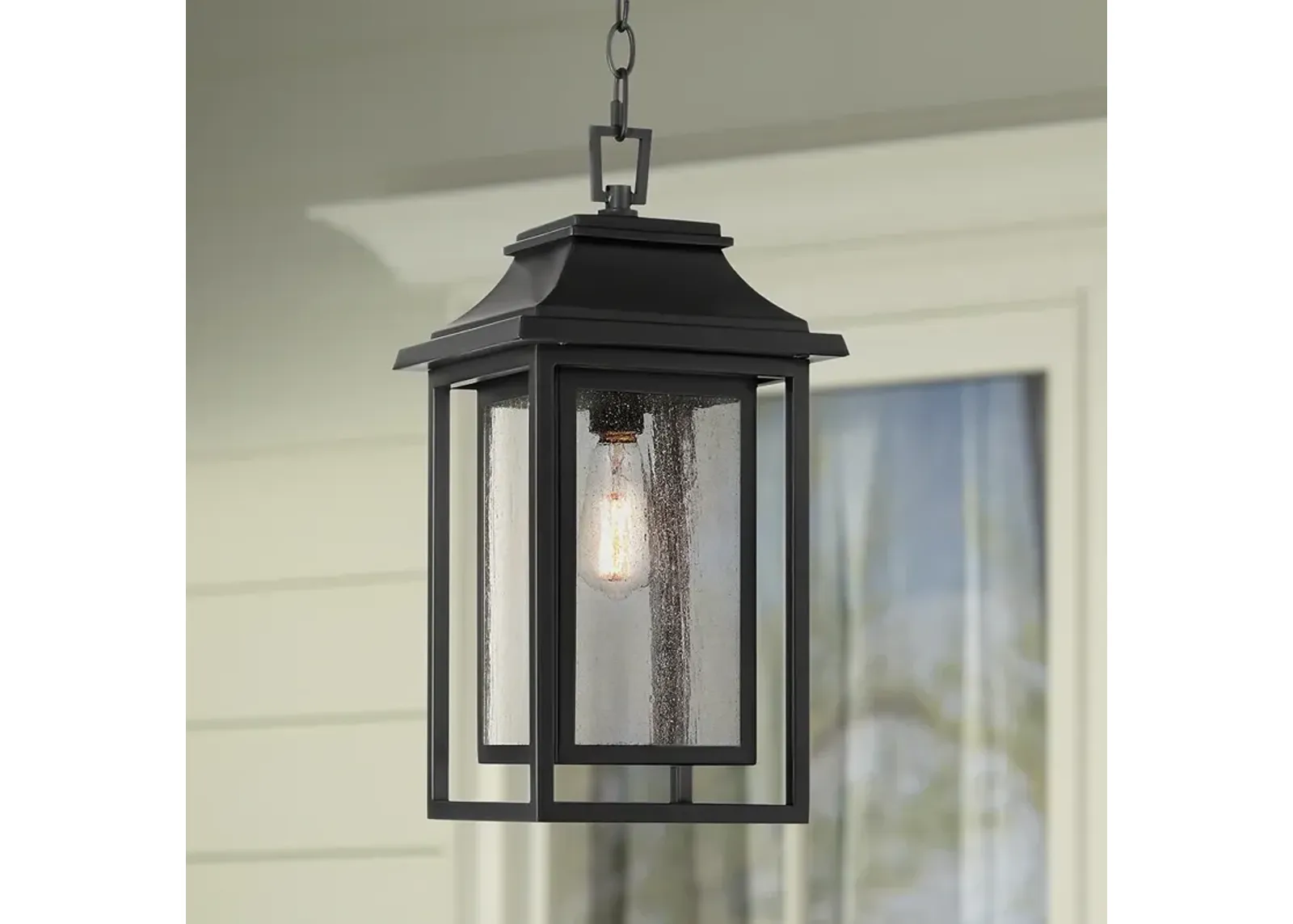 Cecile 19 1/2" High Painted Black Outdoor Hanging Lantern