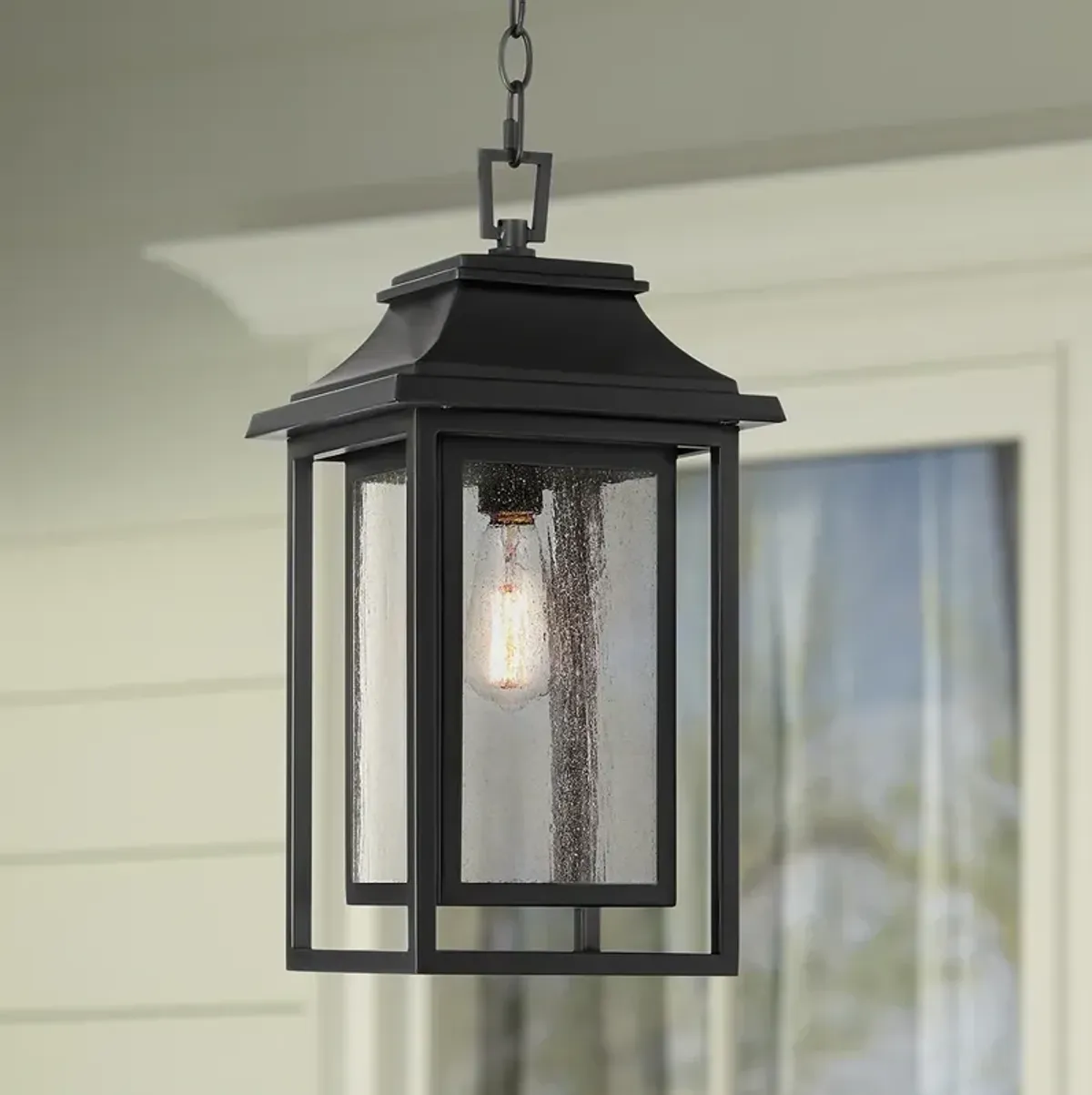 Cecile 19 1/2" High Painted Black Outdoor Hanging Lantern