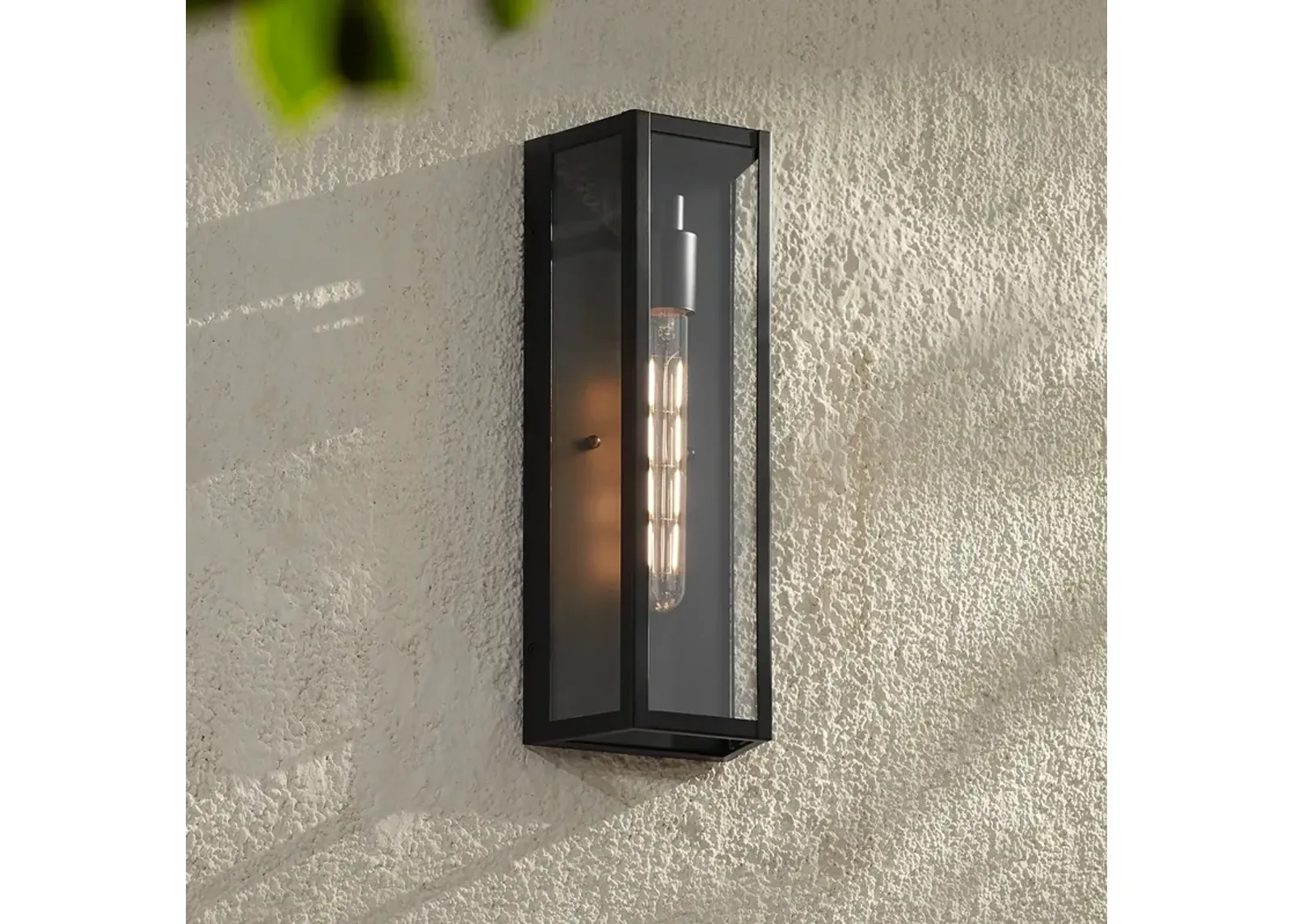 Lydia 16" High Matte Black Outdoor Wall Light