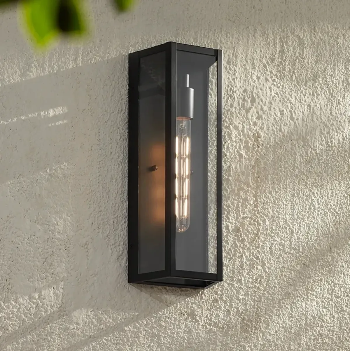 Lydia 16" High Matte Black Outdoor Wall Light