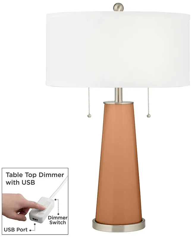 Burnt Almond Peggy Glass Table Lamp With Dimmer