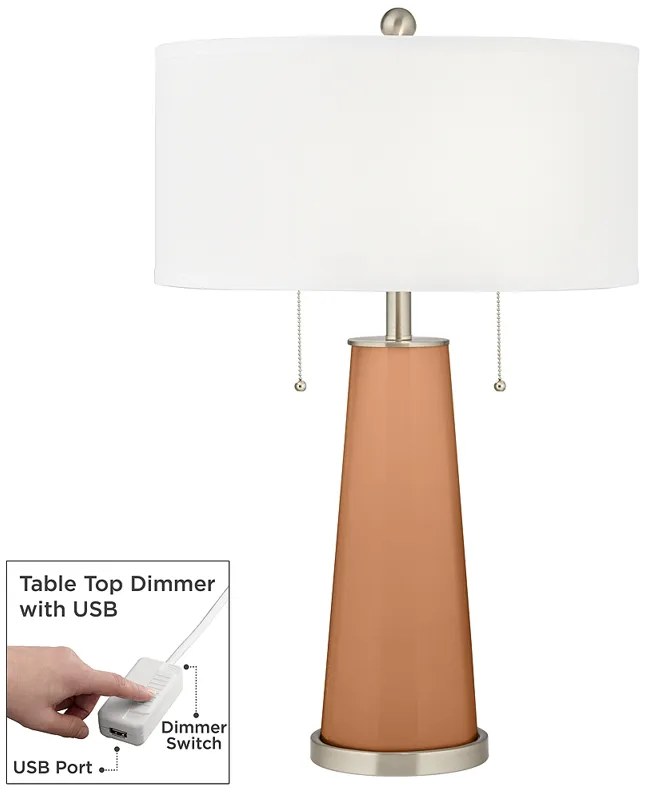 Burnt Almond Peggy Glass Table Lamp With Dimmer