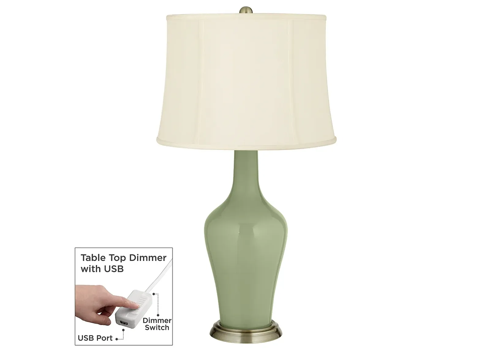 Majolica Green Anya Table Lamp with Dimmer