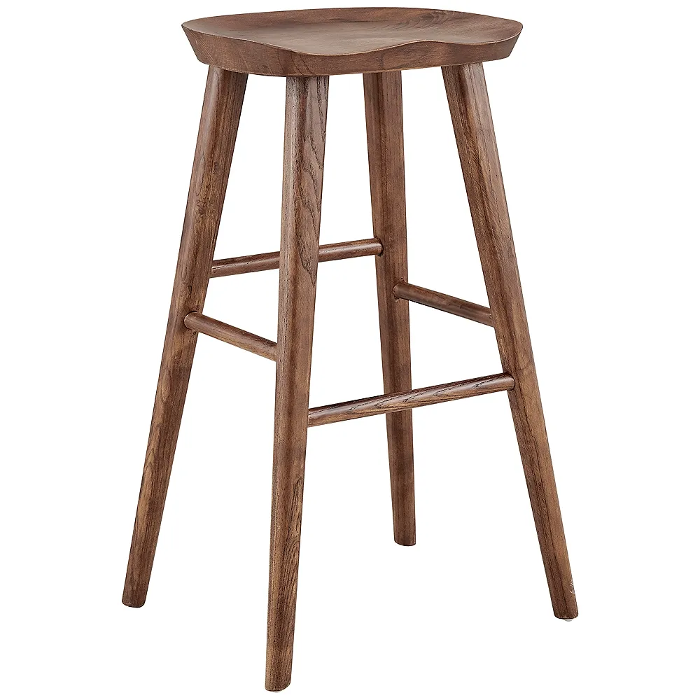 Vieno 29 1/2" Walnut Wood Bar Stool