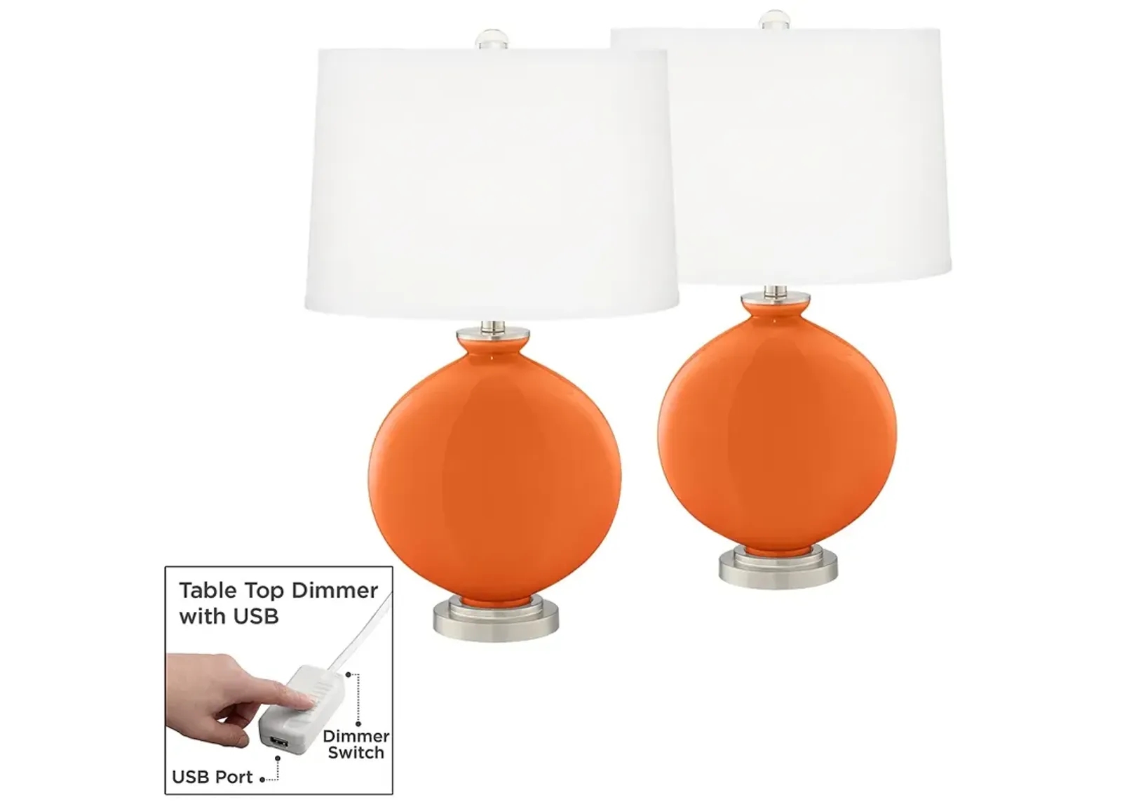 Invigorate Carrie Table Lamp Set of 2 with Dimmers